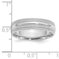 Sterling Silver Rhodium 6mm Comfort Fit Double Milgrain Size 10 Band