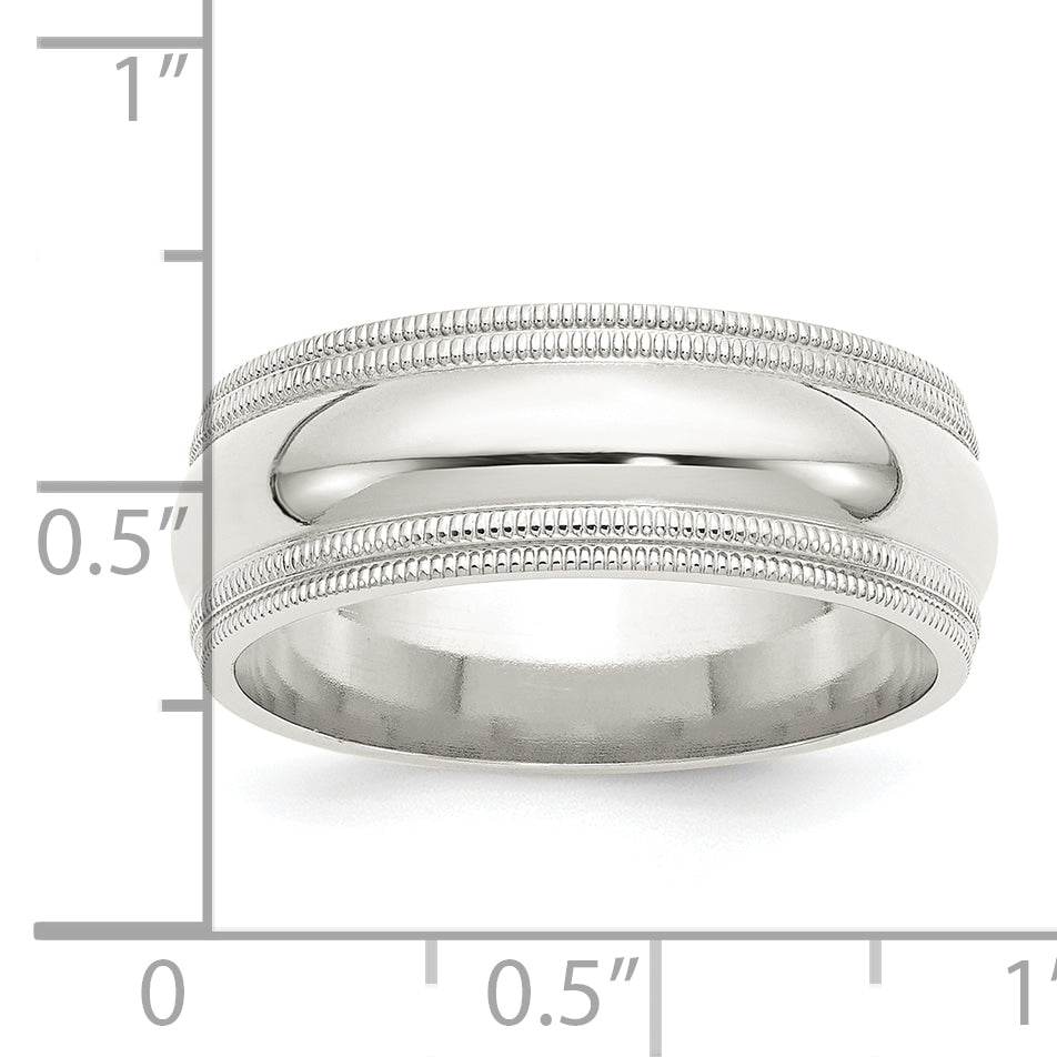 Sterling Silver 8mm Comfort Fit Double Milgrain Size 5.5 Band