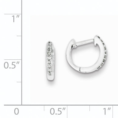 Sterling Silver Rhodium Diam. Huggie Earrings