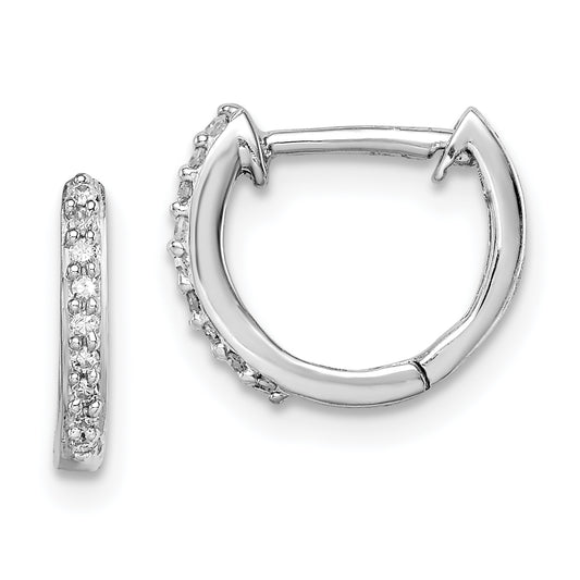 Sterling Silver Rhodium Diam. Huggie Earrings