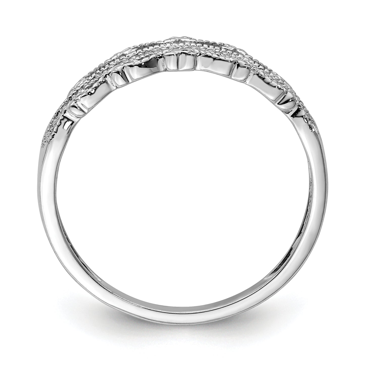 Sterling Silver Rhodium Plated Diamond Band