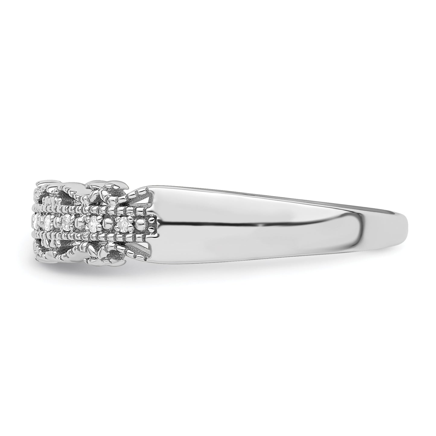 Sterling Silver Rhodium Plated Diamond Band