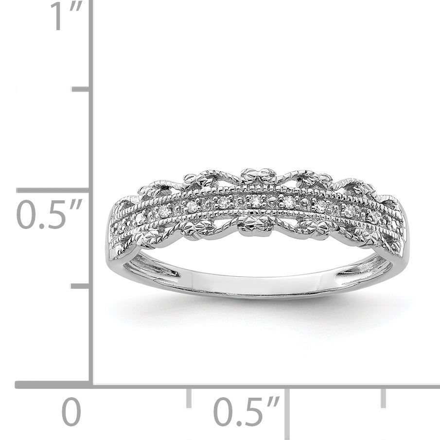 Sterling Silver Rhodium Plated Diamond Band