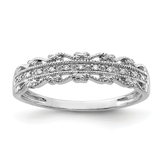 Sterling Silver Rhodium Plated Diamond Band