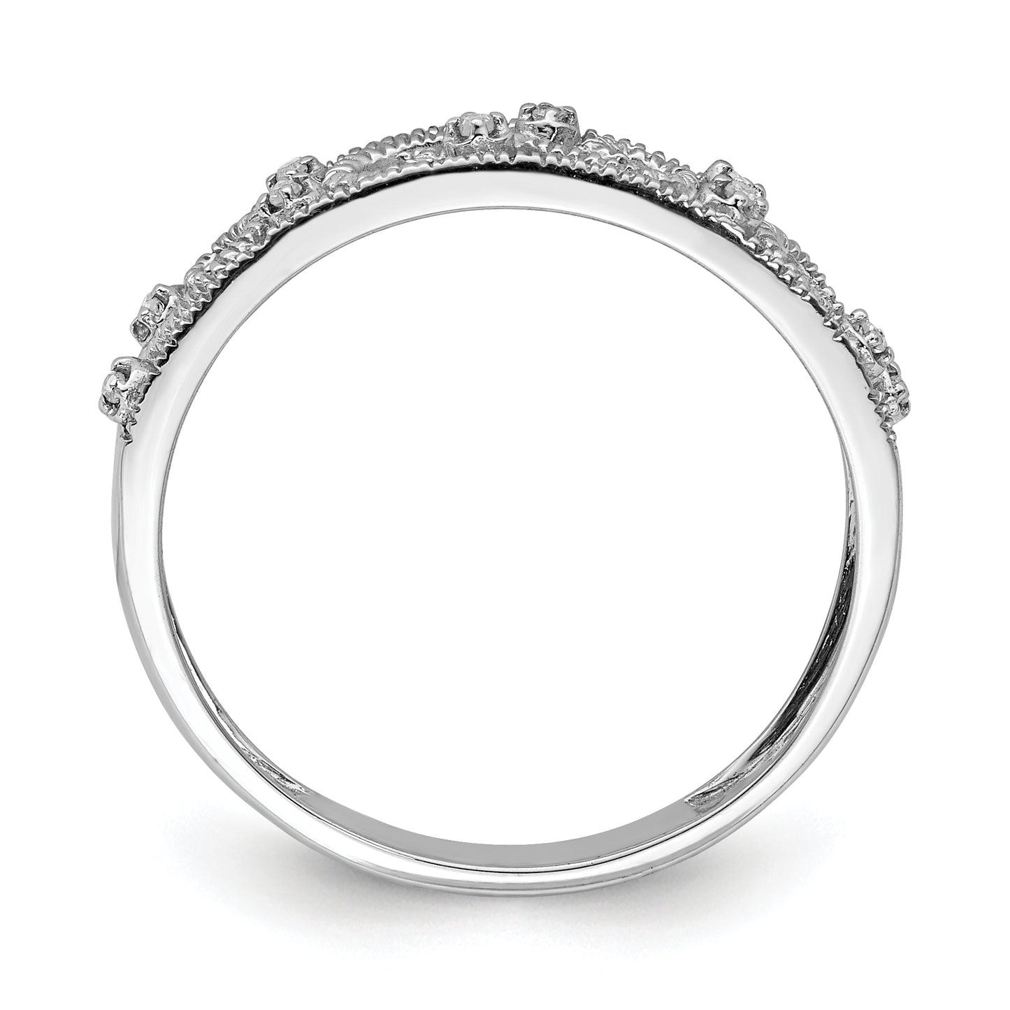 Sterling Silver Rhodium Plated Fancy Diamond Band