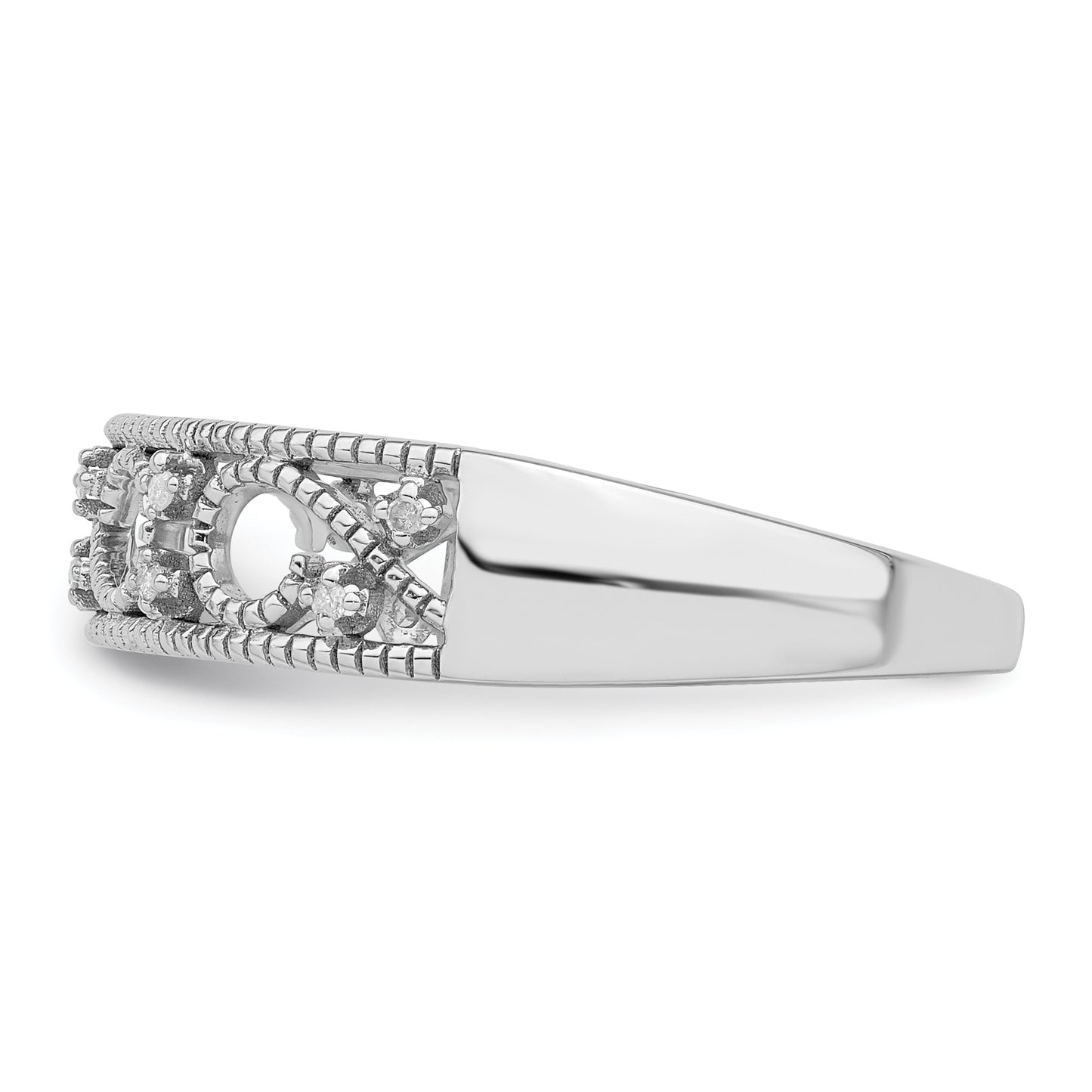 Sterling Silver Rhodium Plated Fancy Diamond Band