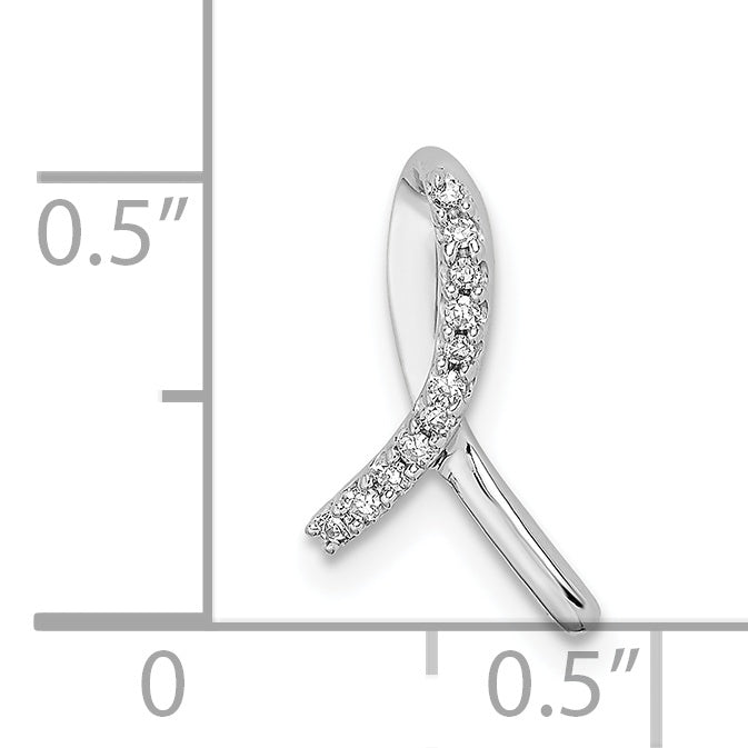 Sterling Silver Rhodium Diam. Awareness Ribbon Pendant