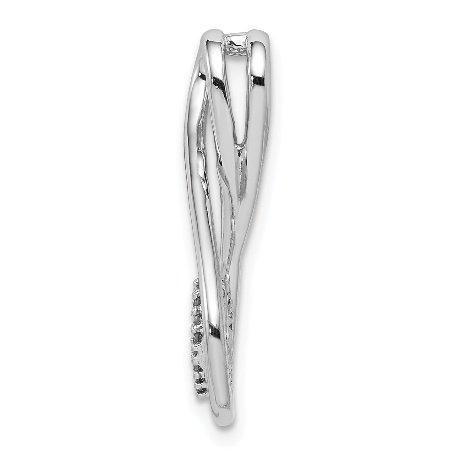 Sterling Silver Rhodium-Plated Diamond Heart In Teardrop Slide Pendant