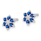 Sterling Silver Rhodium Sapphire & Diamond Post Earrings