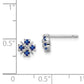 Sterling Silver Rhodium Sapphire & Diamond Post Earrings