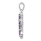 Sterling Silver Rhodium Plated Amethyst Cross Pendant