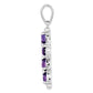 Sterling Silver Rhodium Plated Amethyst Cross Pendant