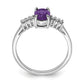 Sterling Silver Rhodium Amethyst & Diamond Ring