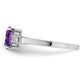 Sterling Silver Rhodium Amethyst & Diamond Ring