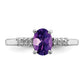 Sterling Silver Rhodium Amethyst & Diamond Ring