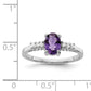 Sterling Silver Rhodium Amethyst & Diamond Ring