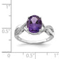 Sterling Silver Rhodium Amethyst & Diamond Ring