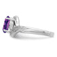 Sterling Silver Rhodium Amethyst Diamond Ring