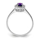 Sterling Silver Rhodium Amethyst & Diamond Ring