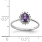 Sterling Silver Rhodium Amethyst & Diamond Ring