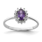 Sterling Silver Rhodium Amethyst & Diamond Ring