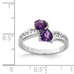 Sterling Silver Rhodium Amethyst Heart Ring