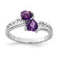 Sterling Silver Rhodium Amethyst Heart Ring