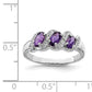 Sterling Silver Rhodium Amethyst & Diamond Ring