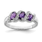 Sterling Silver Rhodium Amethyst & Diamond Ring