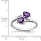 Sterling Silver Rhodium Amethyst & Diamond Heart Ring