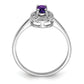 Sterling Silver Rhodium Amethyst & Diamond Ring