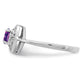 Sterling Silver Rhodium Amethyst & Diamond Ring