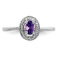 Sterling Silver Rhodium Amethyst & Diamond Ring