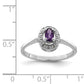 Sterling Silver Rhodium Amethyst & Diamond Ring