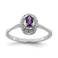 Sterling Silver Rhodium Amethyst & Diamond Ring