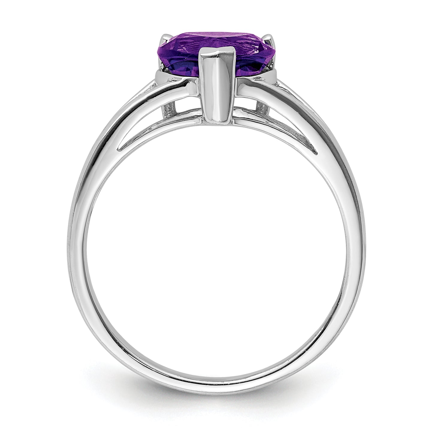 Sterling Silver Rhodium Amethyst Ring