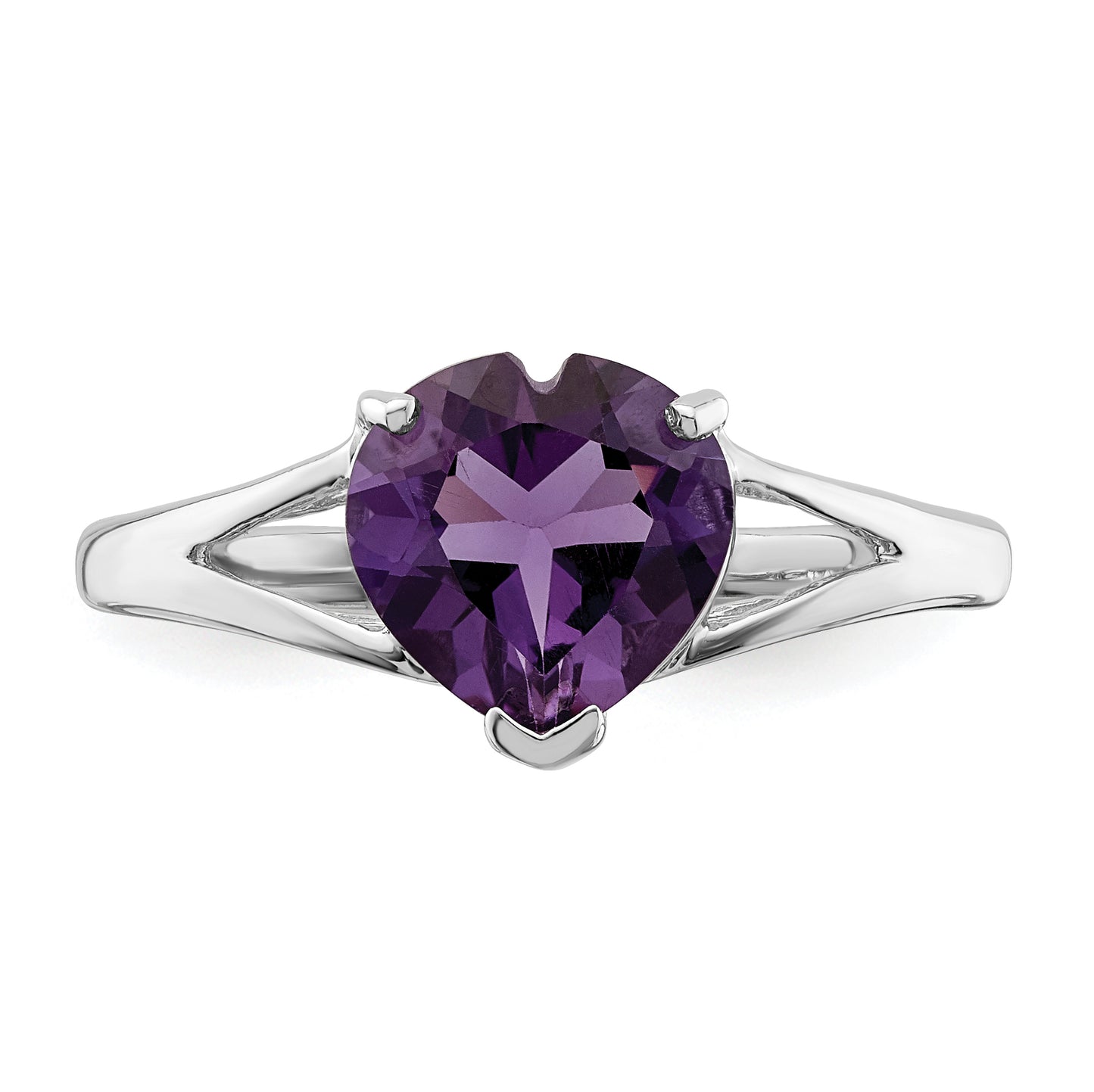 Sterling Silver Rhodium Amethyst Ring