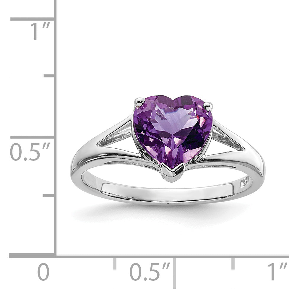 Sterling Silver Rhodium Amethyst Ring