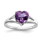 Sterling Silver Rhodium Amethyst Ring