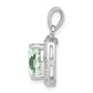 Sterling Silver Rhodium Plated Green Quartz And Diamond Pendant