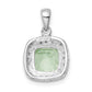 Sterling Silver Rhodium Plated Green Quartz And Diamond Pendant