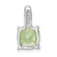 Sterling Silver Rhodium Plated Green Quartz And Diamond Pendant