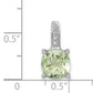 Sterling Silver Rhodium Plated Green Quartz And Diamond Pendant