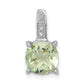 Sterling Silver Rhodium Plated Green Quartz And Diamond Pendant