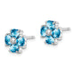 Sterling Silver Rhodium Plated Blue Topaz Flower Post Earrings