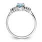 Sterling Silver Rhodium Light Swiss Blue Topaz & Diamond Ring