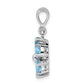 Sterling Silver Rhodium Light Swiss Blue Topaz & Diamond Flower Pendant