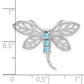 Sterling Silver Rhodium Light Swiss Blue Topaz Dragonfly Pendant