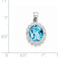 Sterling Silver Rhodium Light Swiss Blue Topaz Diamond Pendant