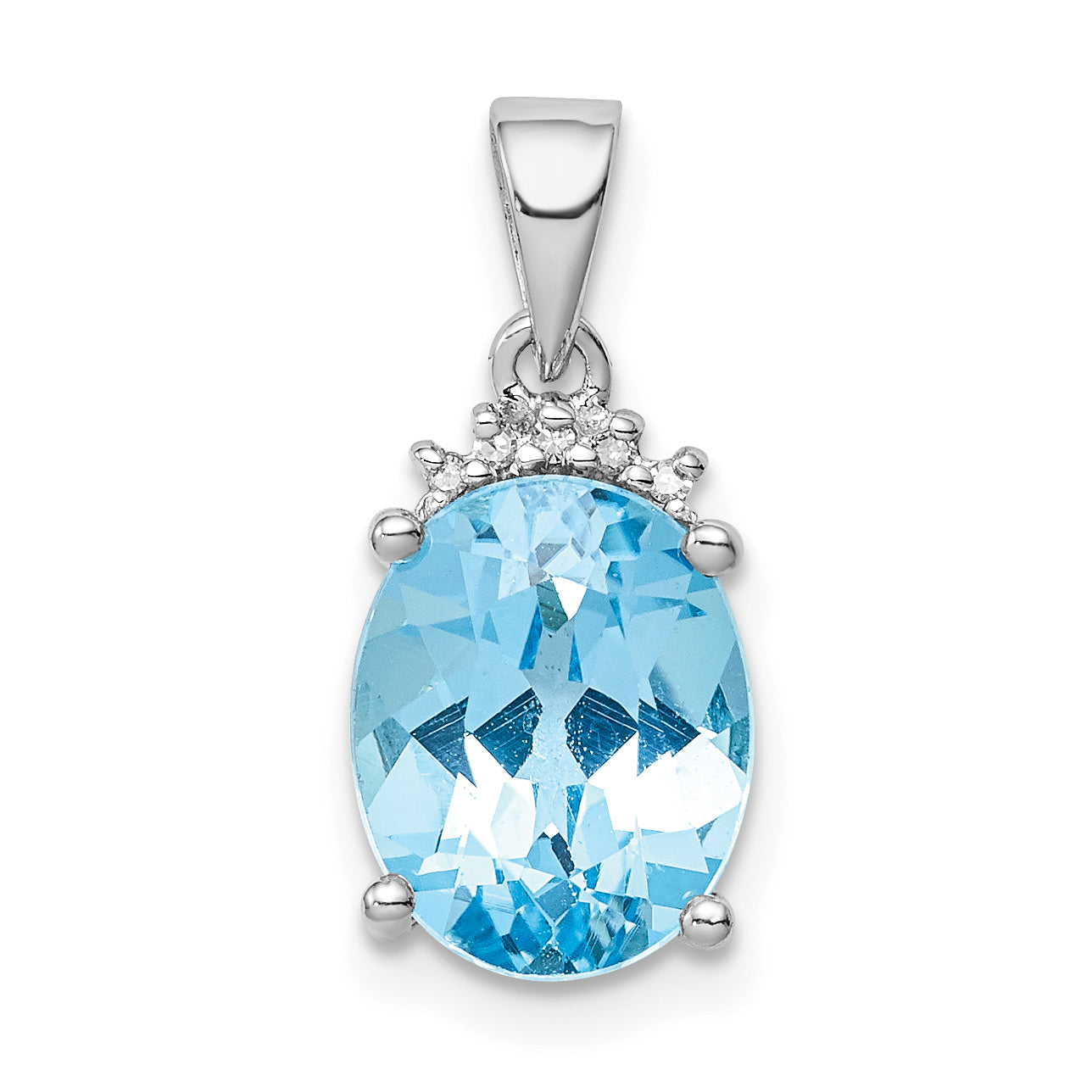 Sterling Silver Rhodium-Plated Sky Blue Topaz Diamond Pendant